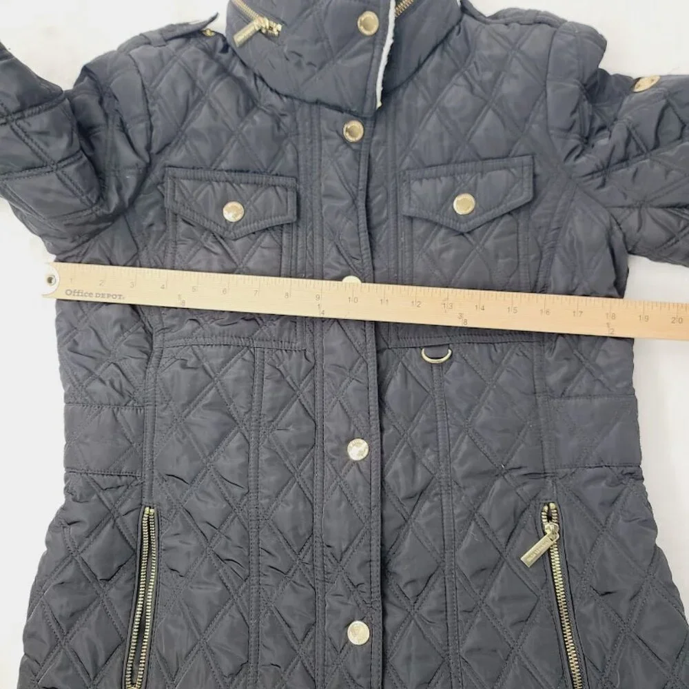 Michael Kors Women's‎ Black Quilted Long Sleeve Sherpa Puffer Jacket Size M